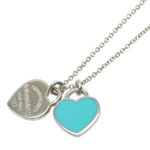 Tiffany to Double Heart Necklace Silver Blue Co
